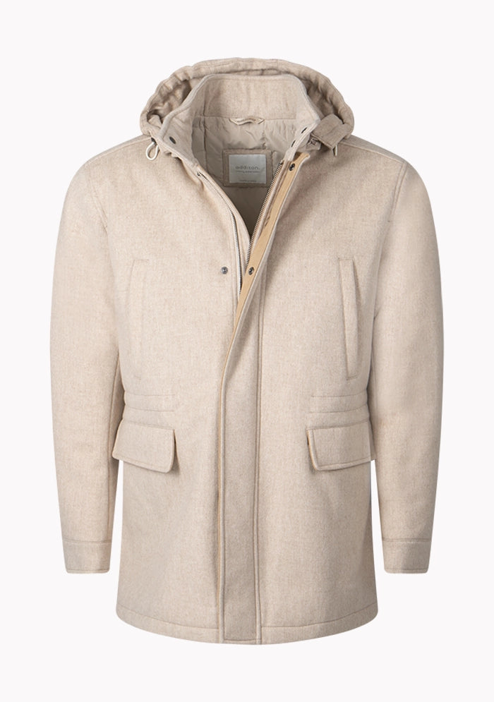 Men's Caligola hooded cashmere parka in beige, Loro Piana Green Storm System #color_BEIGE
