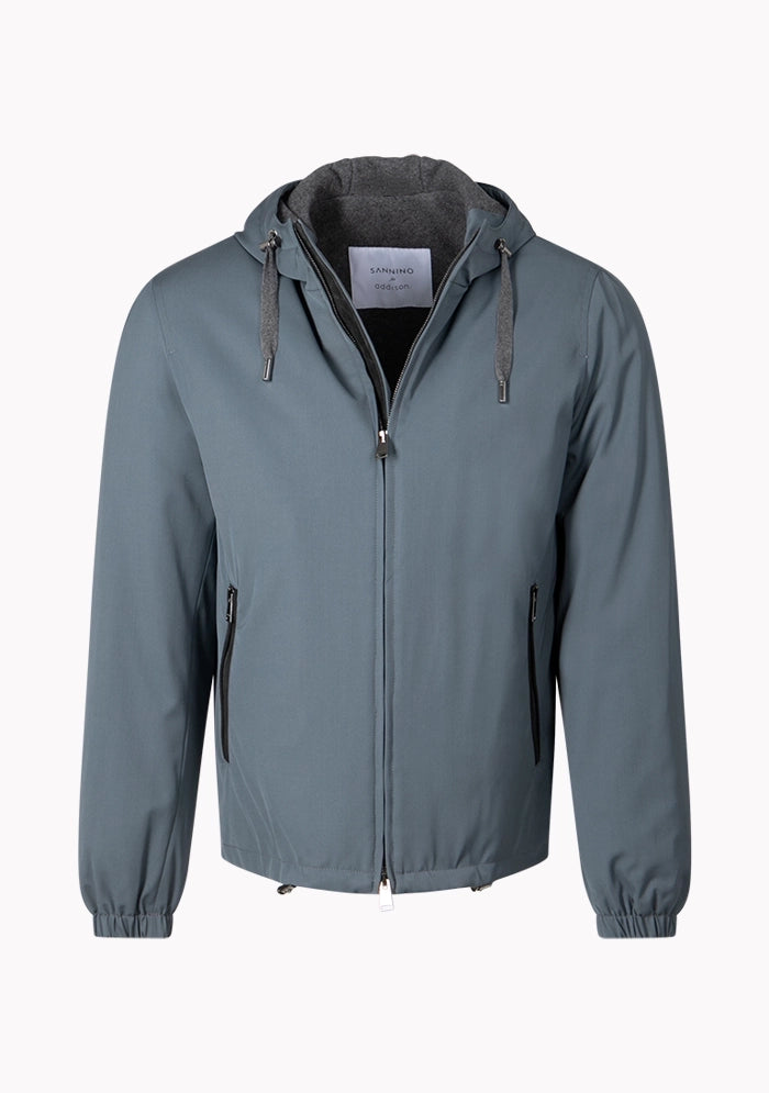 Sannino hooded down bomber in grey Loro Piana fabric, Addison Geneva #color_GREY
