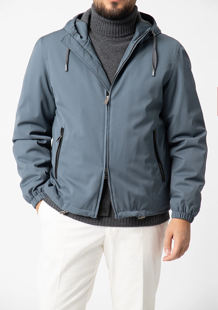 Grey Loro Piana Rain System down bomber jacket for men #color_GREY