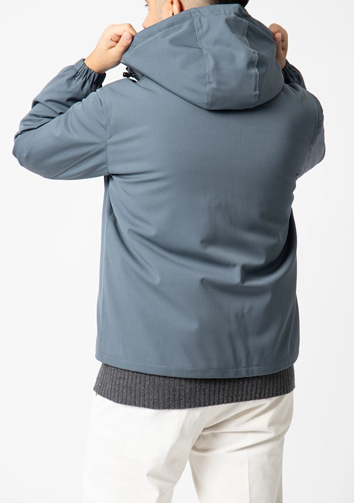 Sannino grey bomber with hood and leather details #color_GREY