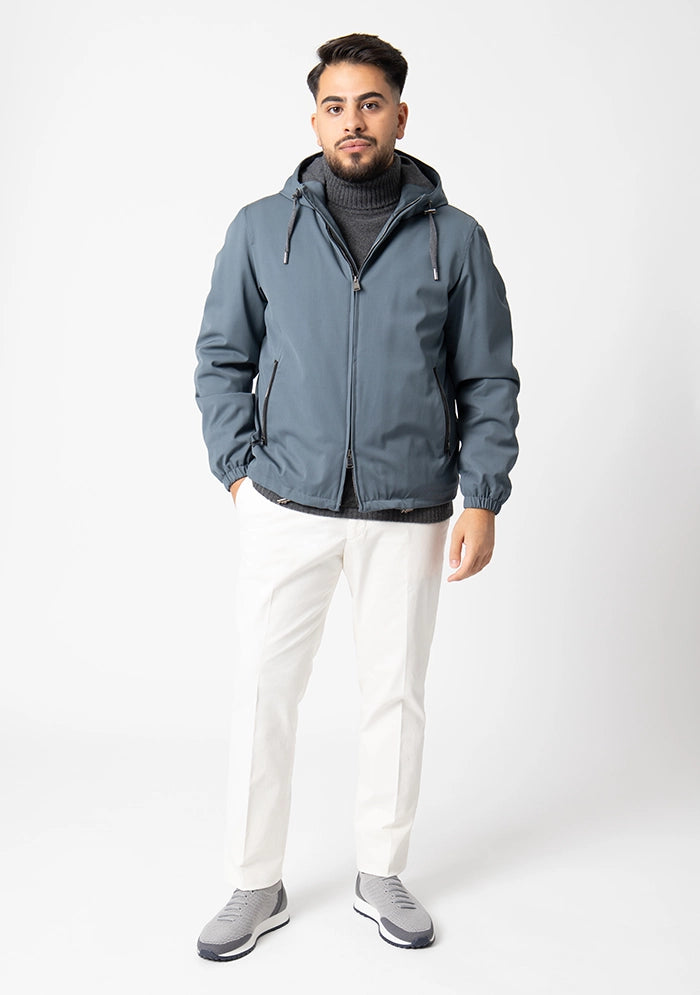 Luxury men's grey water-repellent winter bomber, Sannino #color_GREY