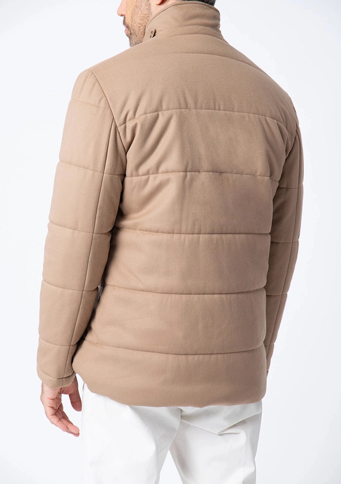 Men's Milano Loro Piana Rain System wool jacket in beige, Addison Geneva #color_BEIGE
