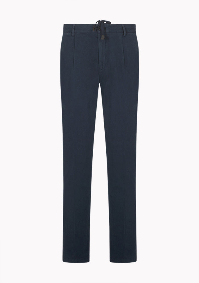 Men's Courmayeur Devore Cotton & Cashmere Twill Trousers in navy, front, Addison Geneva #color_NAVY