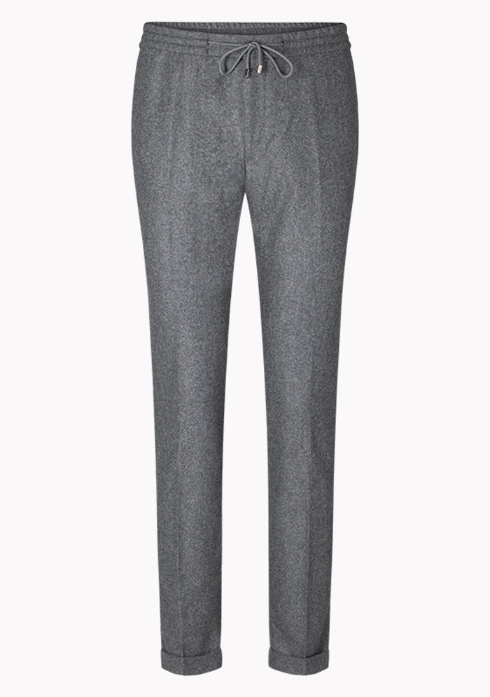 Men's Flannel Laces Trousers in dark grey, front, Vitale Barberis Canonico wool flannel, Addison Geneva #color_dk grey