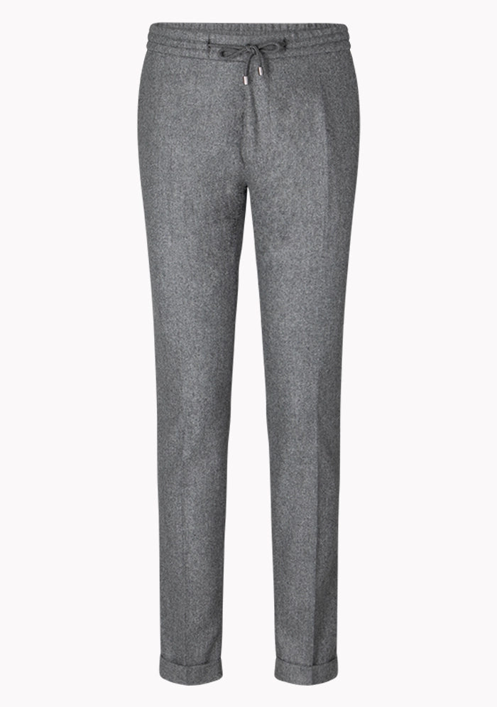 Men's Flannel Laces Trousers in mid grey, front, Vitale Barberis Canonico wool flannel, Addison Geneva #color_md grey