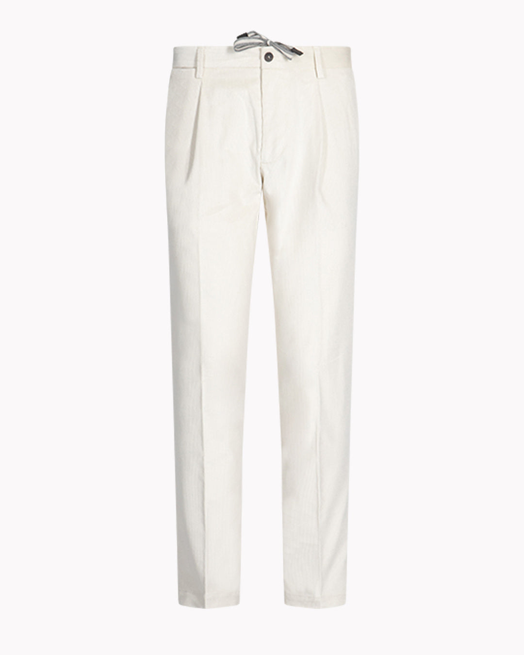 Men's Gstaad Devore fine-wale corduroy trousers in latte cream, drawstring waist, made in Italy, Addison Geneva #color_LATTE