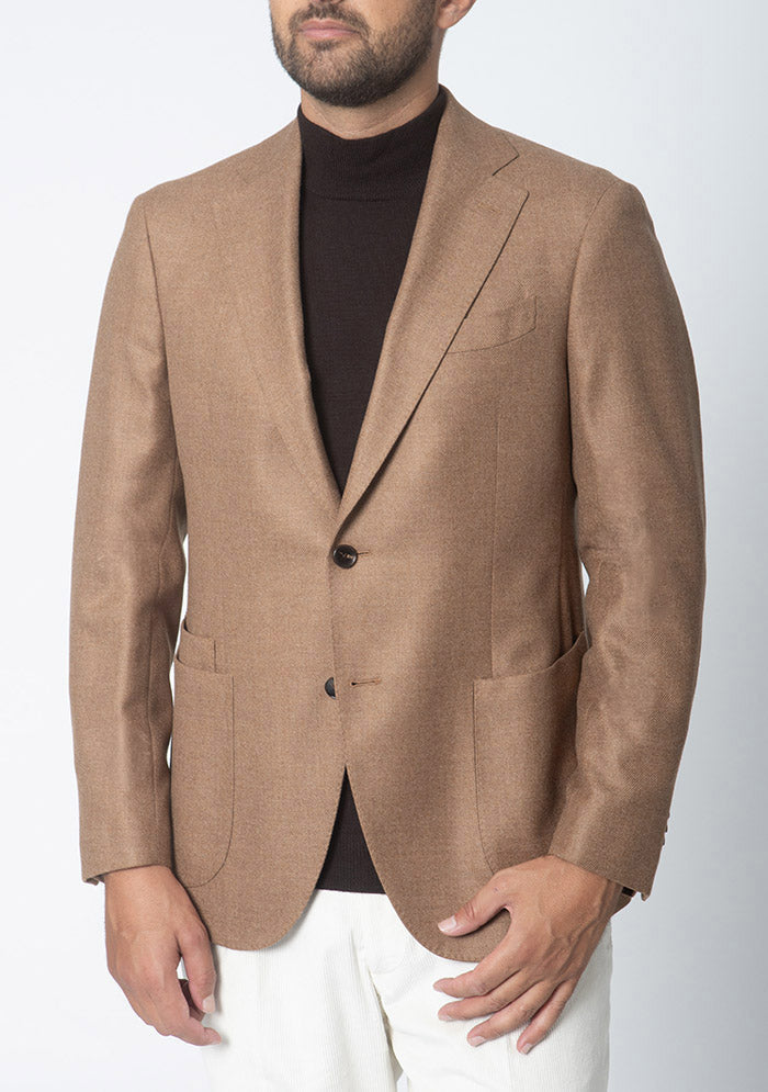 Men's Montreux Wool & Cashmere Blazer in camel, made in Italy, Addison Geneva #color_camel