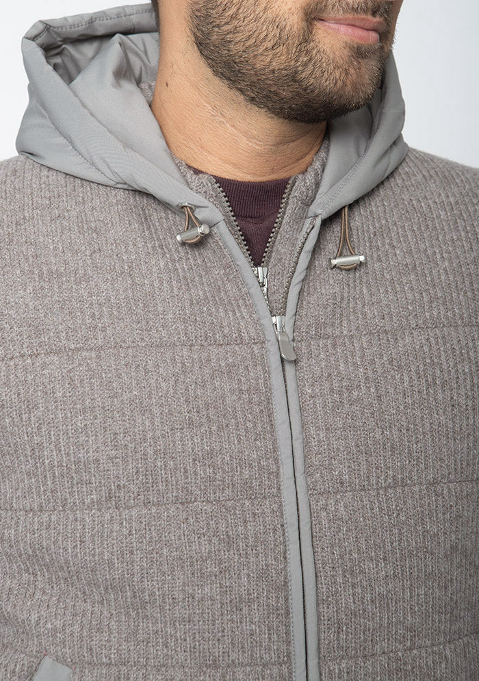 Courmayeur men's hooded wool vest in taupe #color_tortora