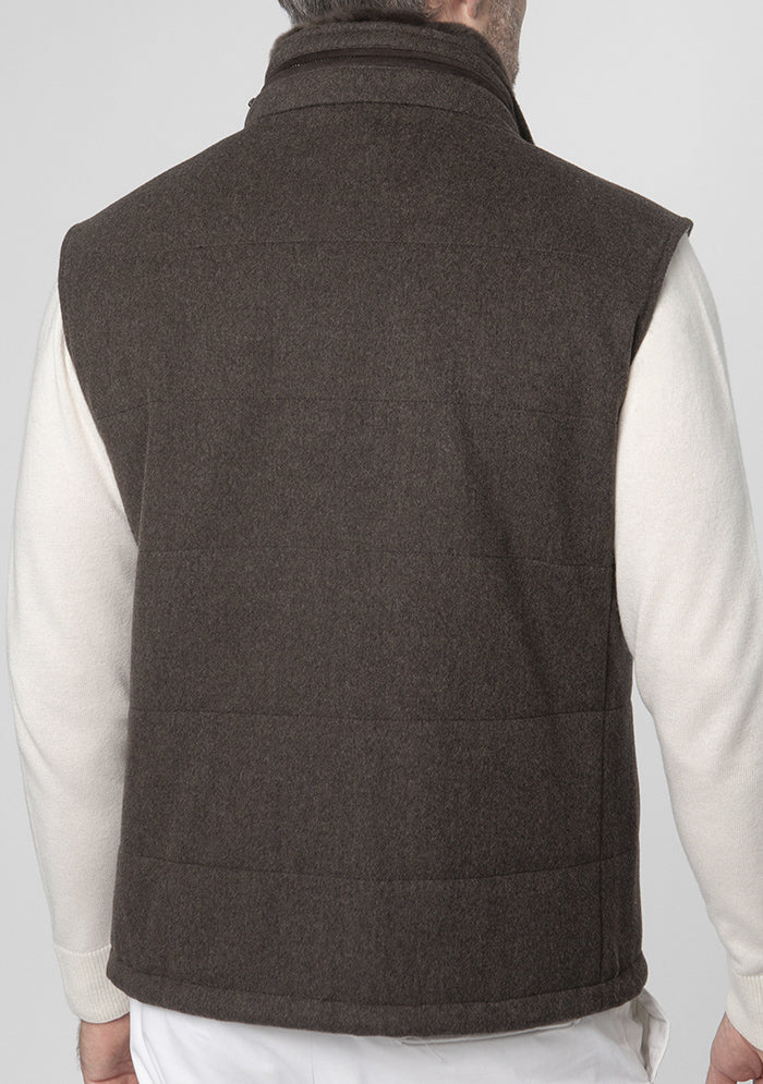 Breras brown luxury wool vest for men with detachable fur collar #color_moro