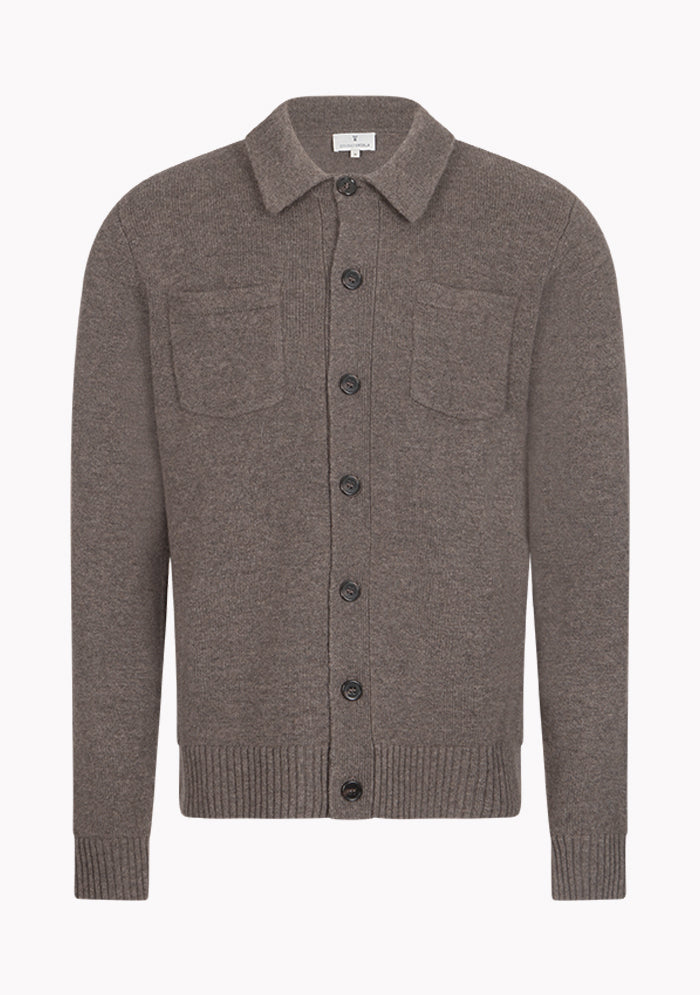 Men's grizzly brown Torino wool and cashmere knit overshirt, Addison Geneva #color_GRIZZLY