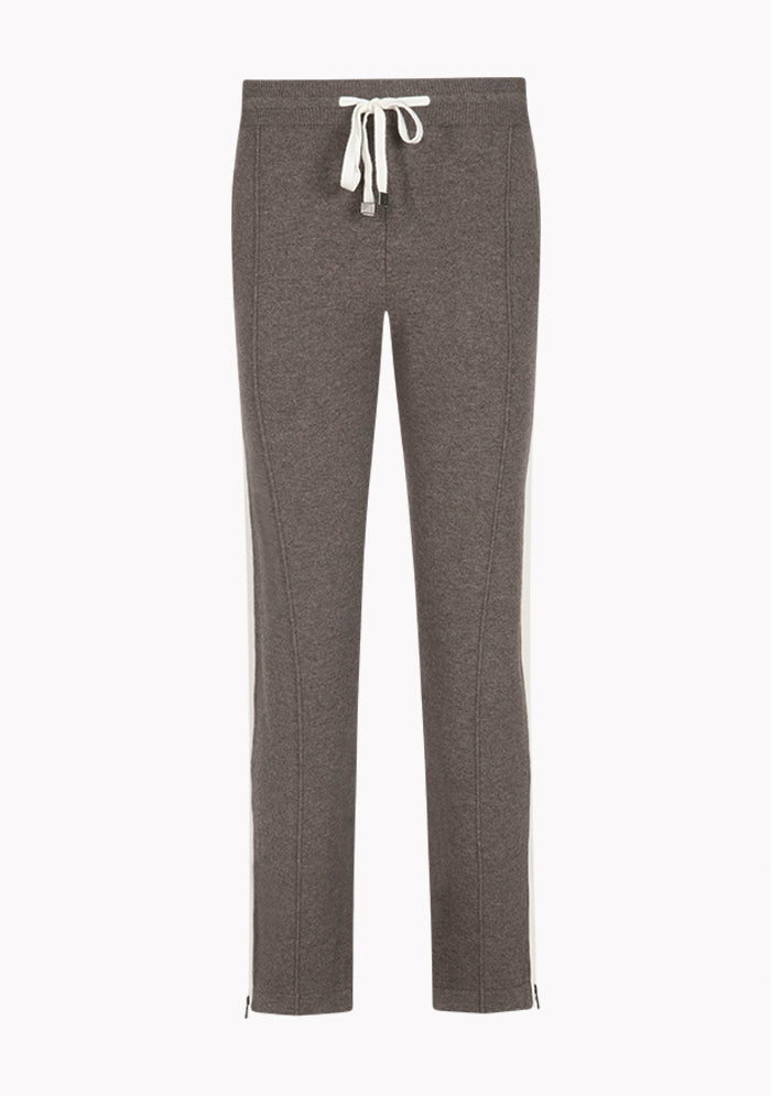Men's Parma Wool & Cashmere Jogger Pants in grizzly brown with contrast side stripe, Addison × DrunkenKoala #color_GRIZZLY