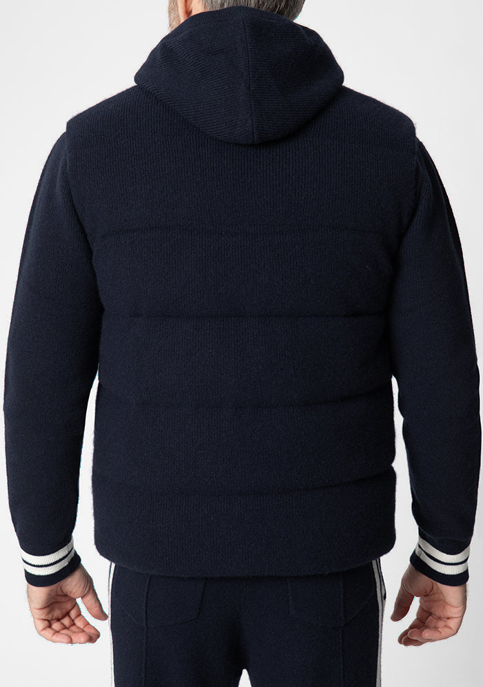 Luxury men's navy cashmere gilet with goose down #color_navy