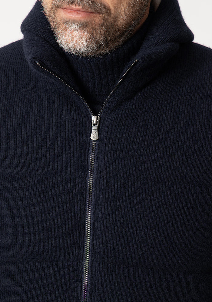 Navy wool cashmere puffer vest for men #color_navy