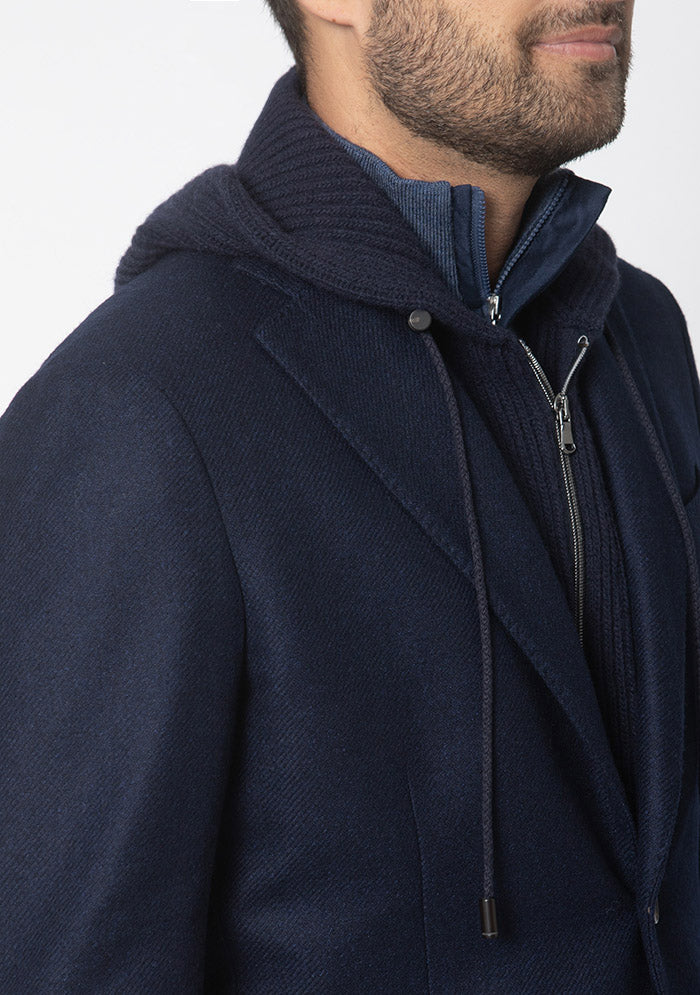 Men's Sestriere Wool Hooded Blazer in navy, 100% wool, made in Italy, Addison Geneva #color_blu