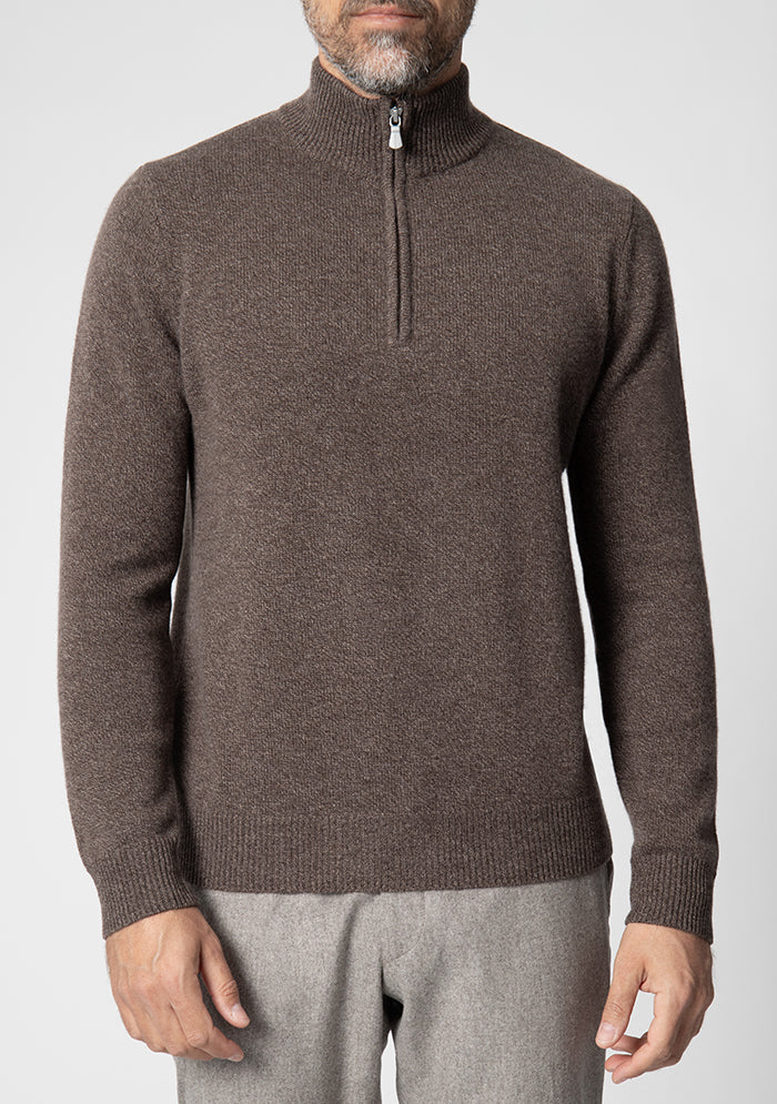 Men's Trento Italian cashmere half-zip sweater in lark, Addison Geneva #color_LARK