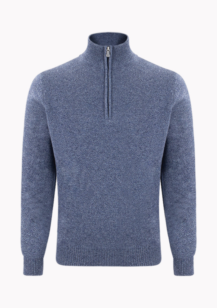 Men's Trento Italian cashmere half-zip sweater in selvedge, Addison Geneva #color_SELVEDGE