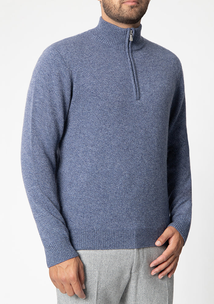Men's Trento Italian cashmere half-zip sweater in selvedge, Addison Geneva #color_SELVEDGE