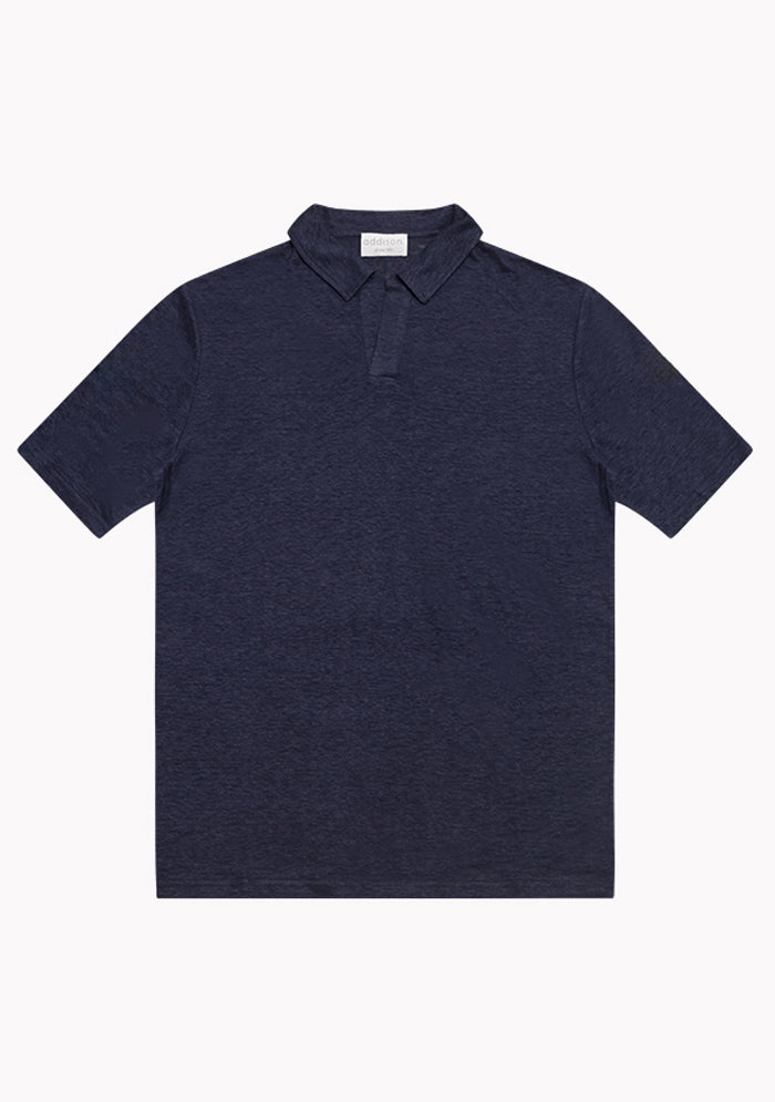 Jersey Linen Buttonless Polo