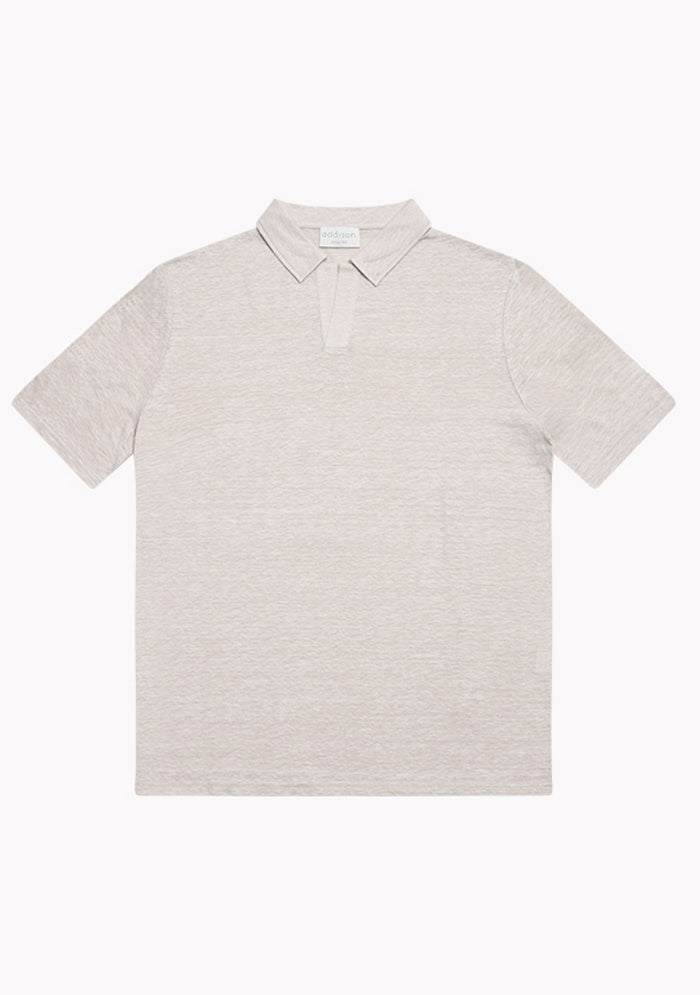 Jersey Linen Buttonless Polo