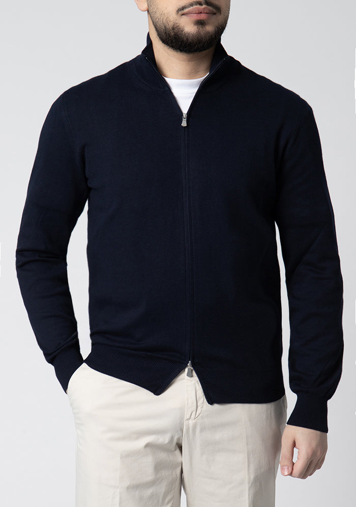 Italian Ice Cotton Full-Zip Cardigan