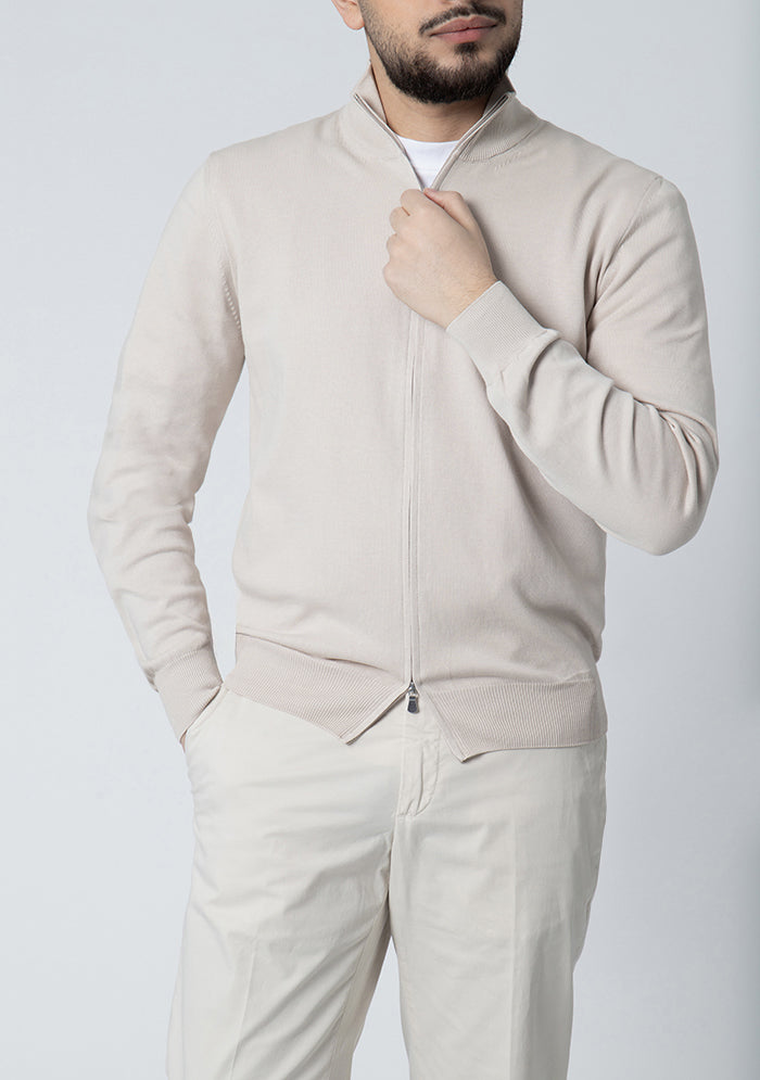 Italian Ice Cotton Full-Zip Cardigan