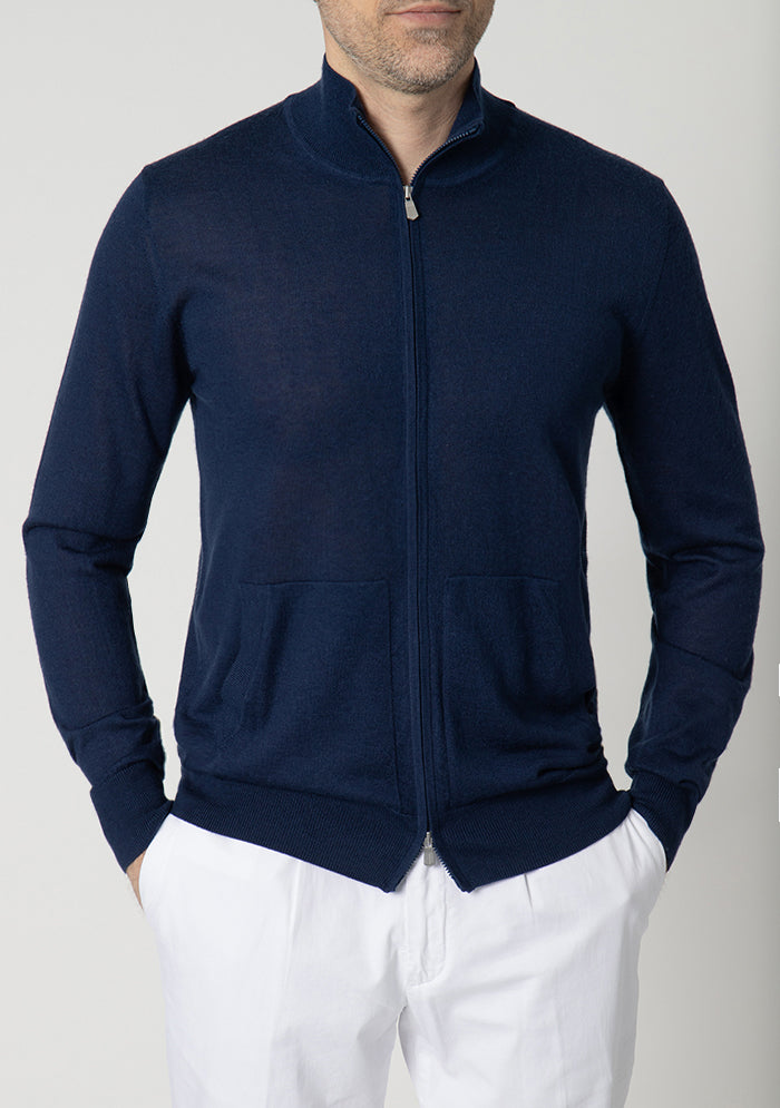 Silk & Cashmere Zip Cardigan