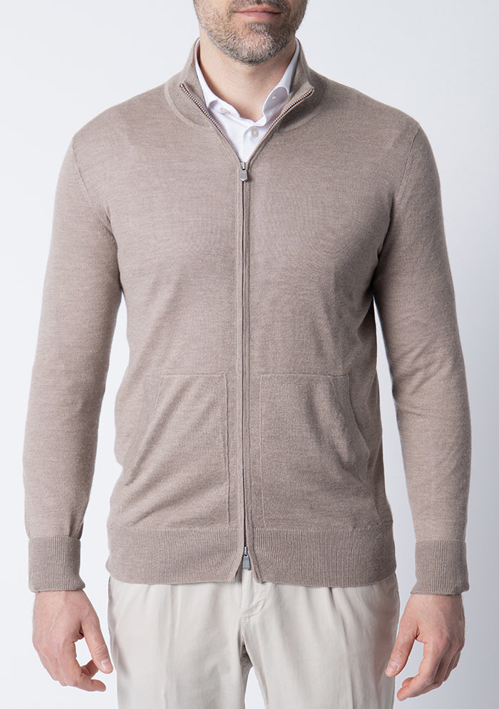 Silk & Cashmere Zip Cardigan