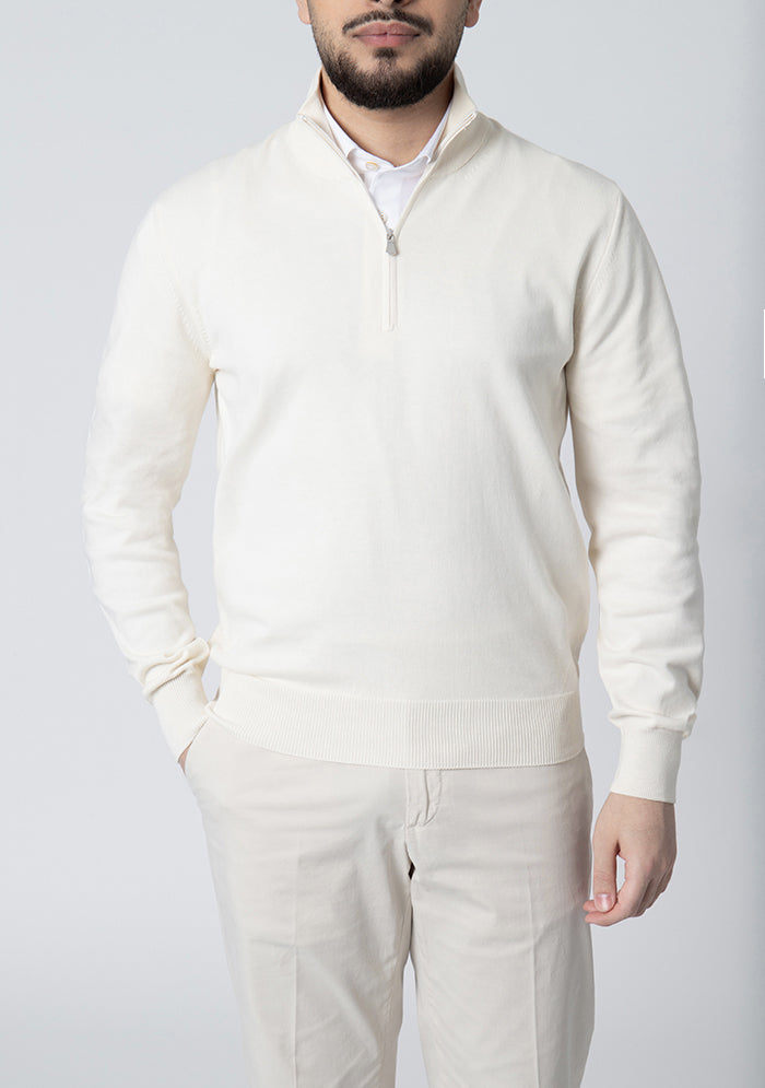 Italian Ice Cotton Half-Zip Sweater
