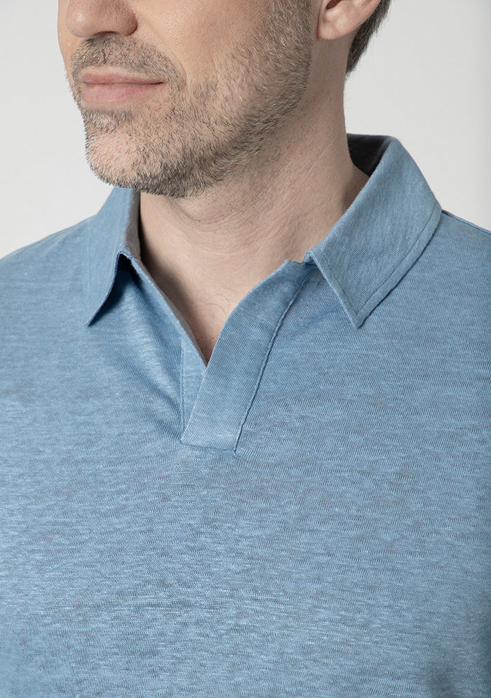 Jersey Linen Buttonless Polo