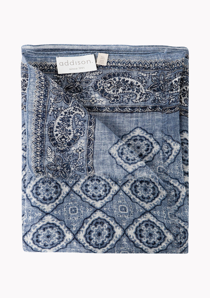 Lightweight Italian Linen Pattern Scarf