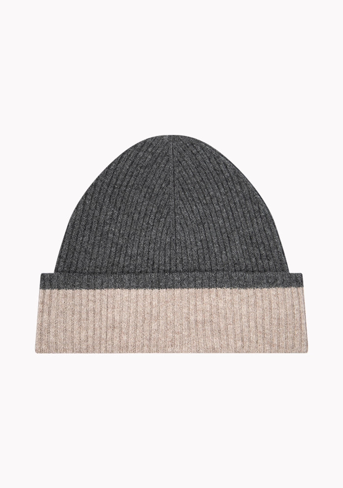 Reversible Bicolor Cashmere Beanie