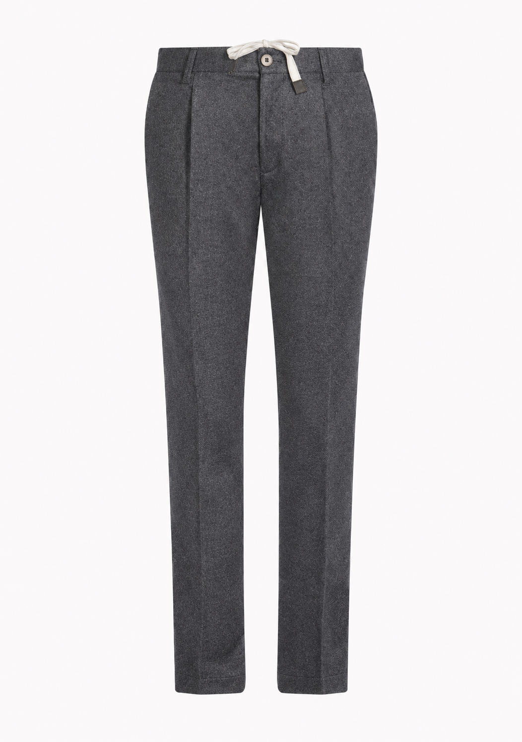 Aosta Wool Stretch Drawstring Trousers in smoke grey, Loro Piana wool #color_FUMO