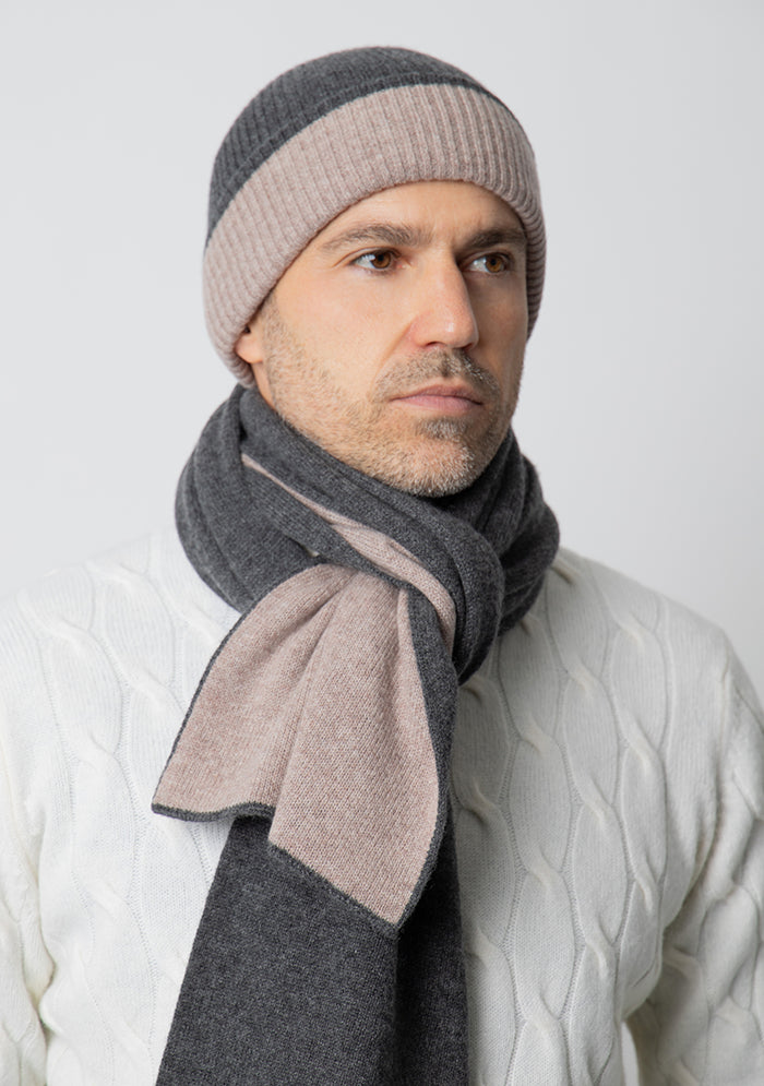 Reversible Bicolor Cashmere Beanie