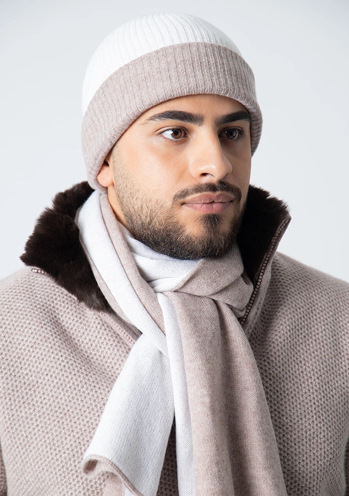 Reversible Bicolor Cashmere Beanie