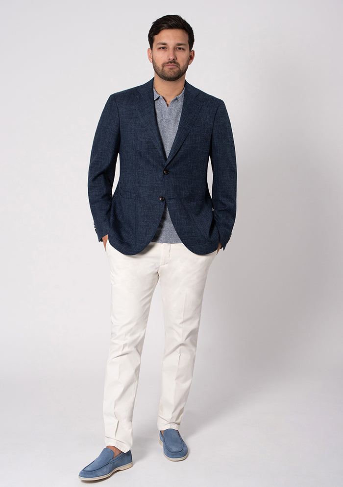 Italian Wool Silk Linen Navy Blazer