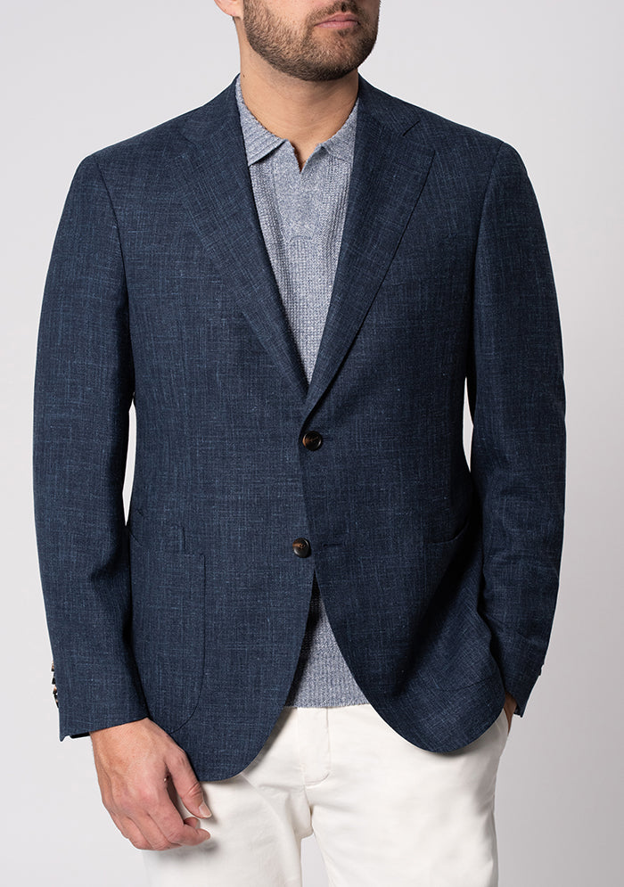 Italian Wool Silk Linen Navy Blazer