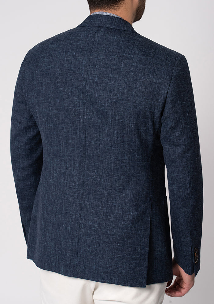 Italian Wool Silk Linen Navy Blazer