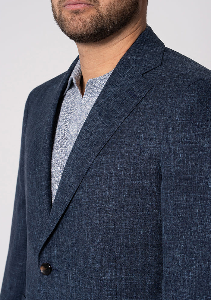 Italian Wool Silk Linen Navy Blazer