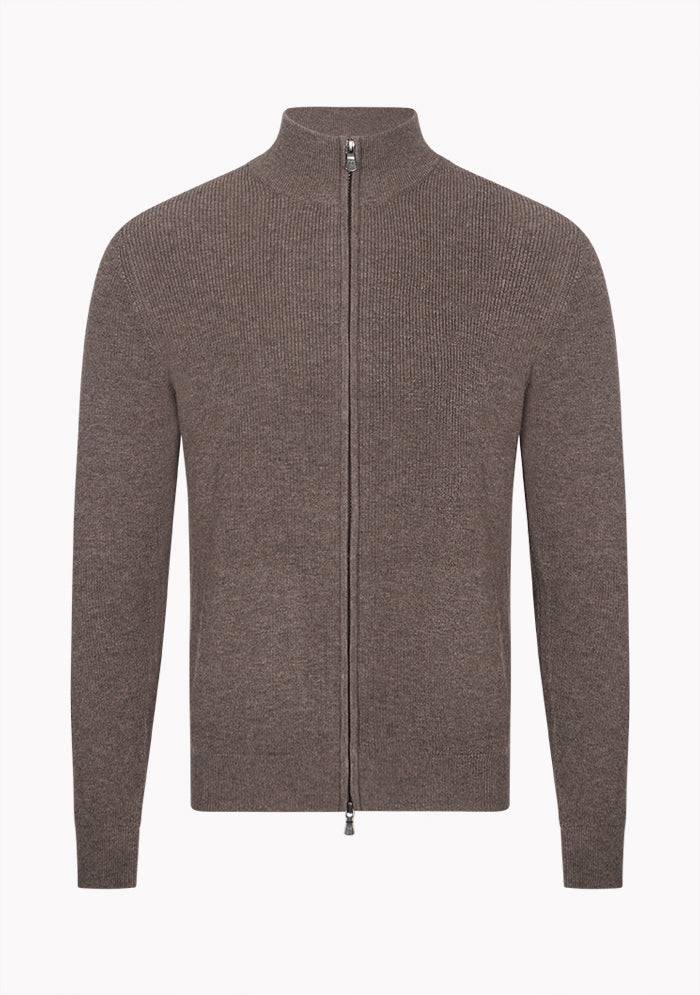 Men's Ancona Wool & Cashmere Full-Zip Sweater in grizzly brown, Addison × DrunkenKoala #color_grizzly2