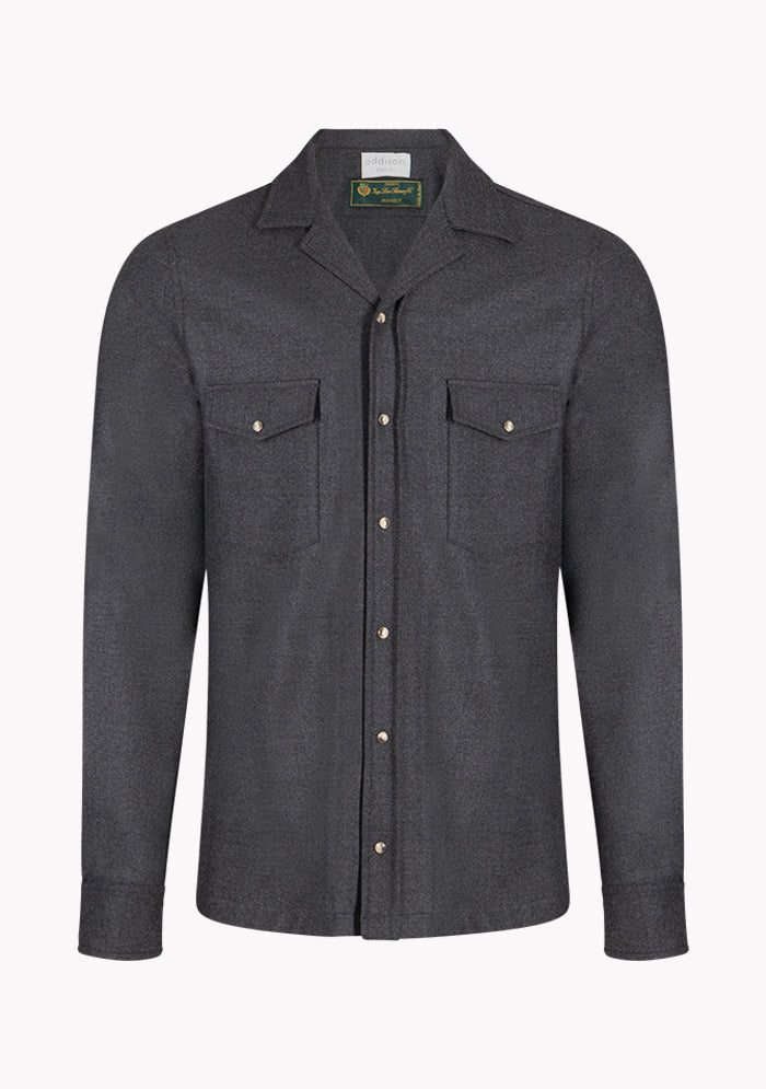 Aosta Wool Overshirt with Press-Stud Closure