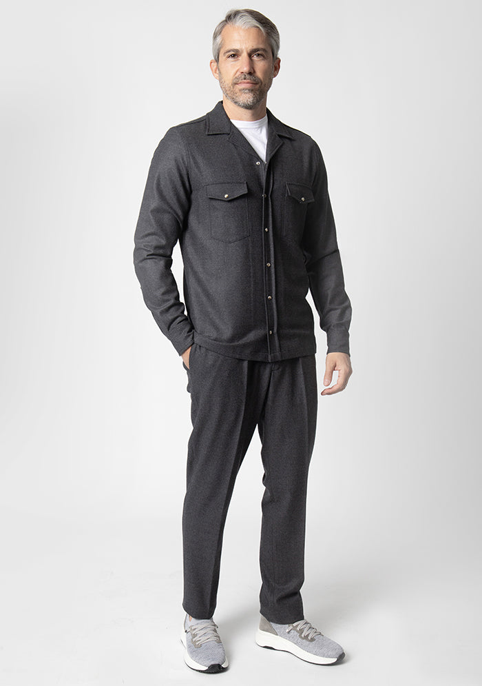 Aosta Wool Overshirt with Press-Stud Closure