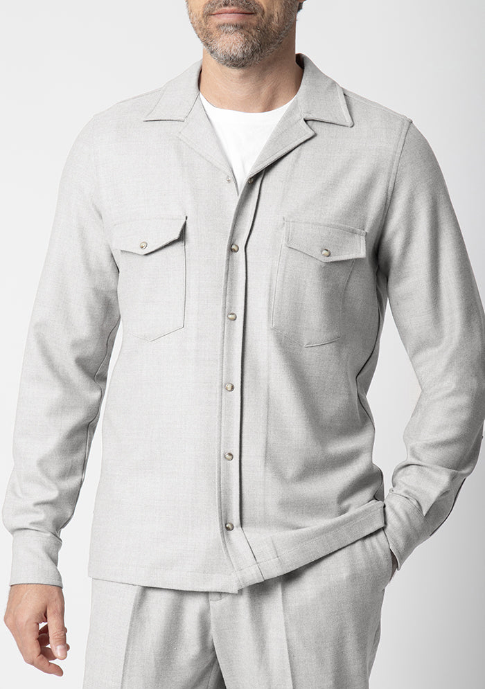 Aosta Wool Overshirt with Press-Stud Closure