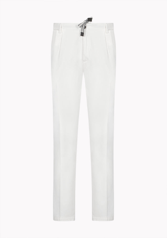 Men's Courmayeur Devore Cotton & Cashmere Twill Trousers in white, front, Addison Geneva #color_bianco