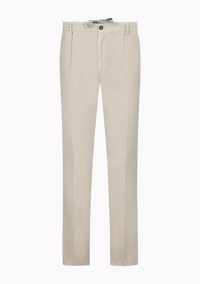 Men's Courmayeur Devore Peach-Skin Cotton Trousers in beige, front, Addison Geneva #color_BEIGE