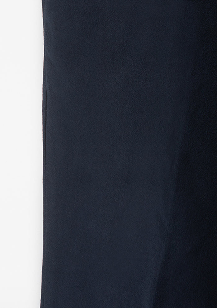 Men's Courmayeur Devore Peach-Skin Cotton Trousers in navy, worn, lace-up waist, Addison Geneva #color_NAVY