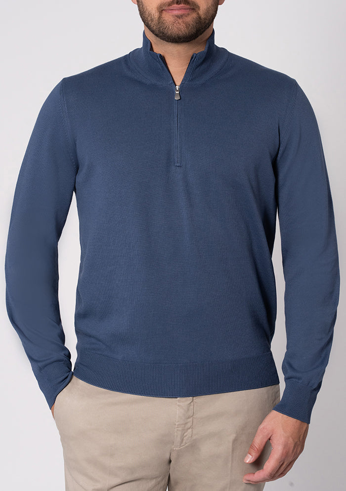 Italian Ice Cotton Half-Zip Sweater