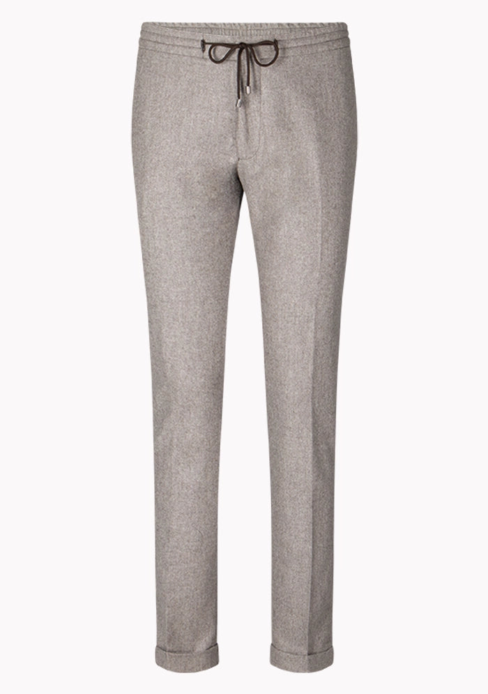 Men's Flannel Laces Trousers in beige, front, Vitale Barberis Canonico wool flannel, Addison Geneva #color_beige
