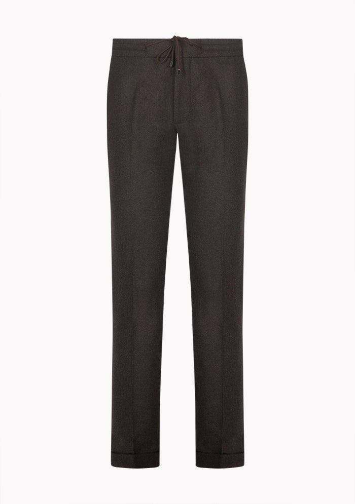 Men's Flannel Laces Trousers in brown, Vitale Barberis Canonico wool flannel, Addison Geneva #color_brown