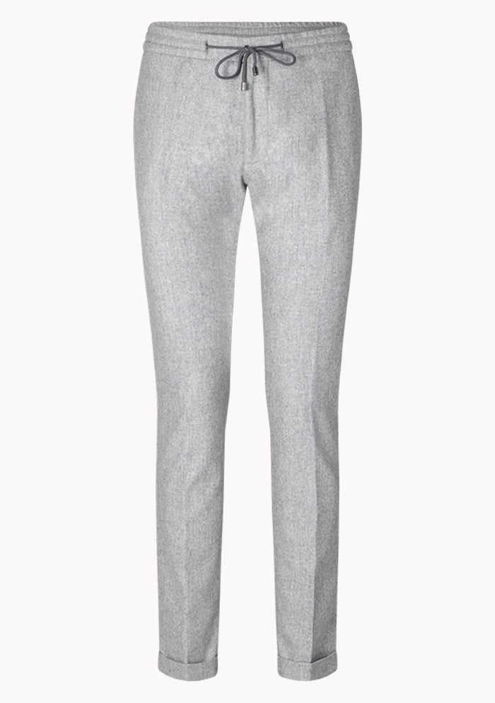 Men's Flannel Laces Trousers in light grey, front, Vitale Barberis Canonico wool flannel, Addison Geneva #color_lt grey