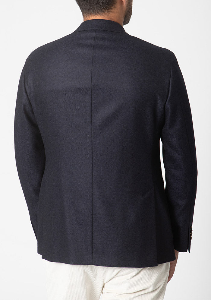 Men's Montreux Wool & Cashmere Blazer in navy, fully lined, 93% wool 7% cashmere, Addison Geneva #color_blu